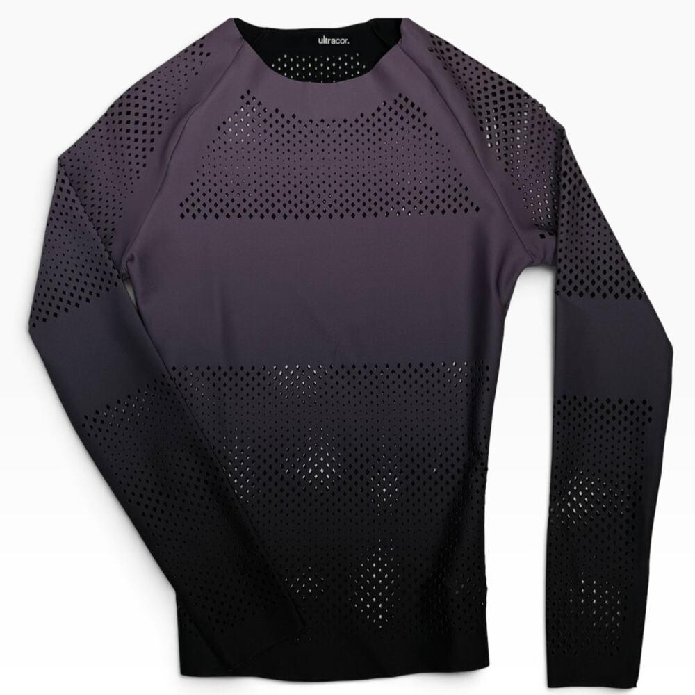 Ultracor Perforated Ombré Long Sleeve Top Purple Black Fade Womens Small NWOT